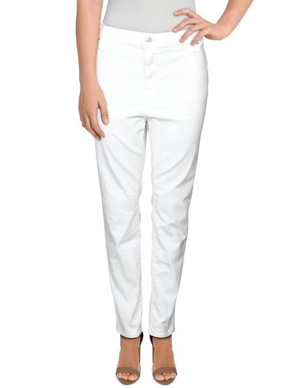 Plus Womens Denim Solid Capri Jeans Stylish Acid-Wash Jeans