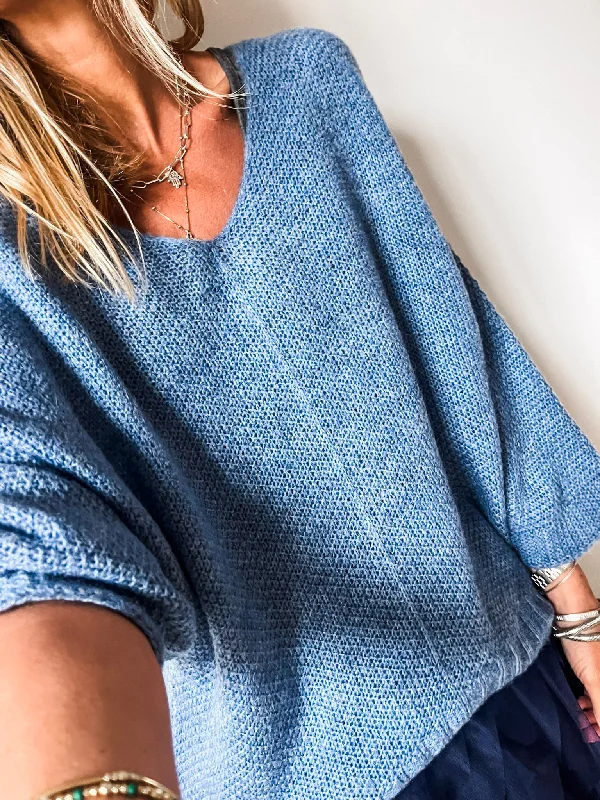 V-Neck Knit Jumper Long Sweater Short Sweater Cropped Sweater