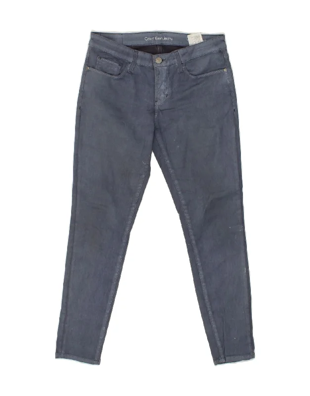 CALVIN KLEIN Womens Mid Rise Skinny Jeans W28 L30 Blue Cotton Stylish Relaxed Fit Skinny Jeans