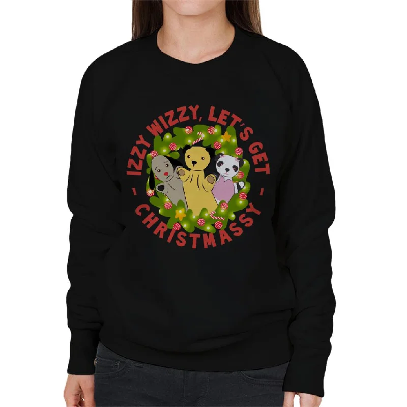 Sooty Christmas Illuminated Wreath Izzy Wizzy Lets Get Chrismassy Women's Sweatshirt Hoodie with Drop Shoulder Relaxed Streetwear Sooty Christmas Illuminated Wreath Izzy Wizzy Lets Get Chrismassy Women's Sweatshirt Hoodie with Drop Shoulder Relaxed Streetwear