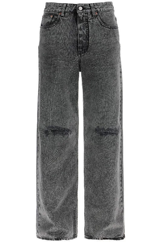 Mm6 Maison Margiela Women's Wide Leg Jeans Stylish High-Waisted Denim
