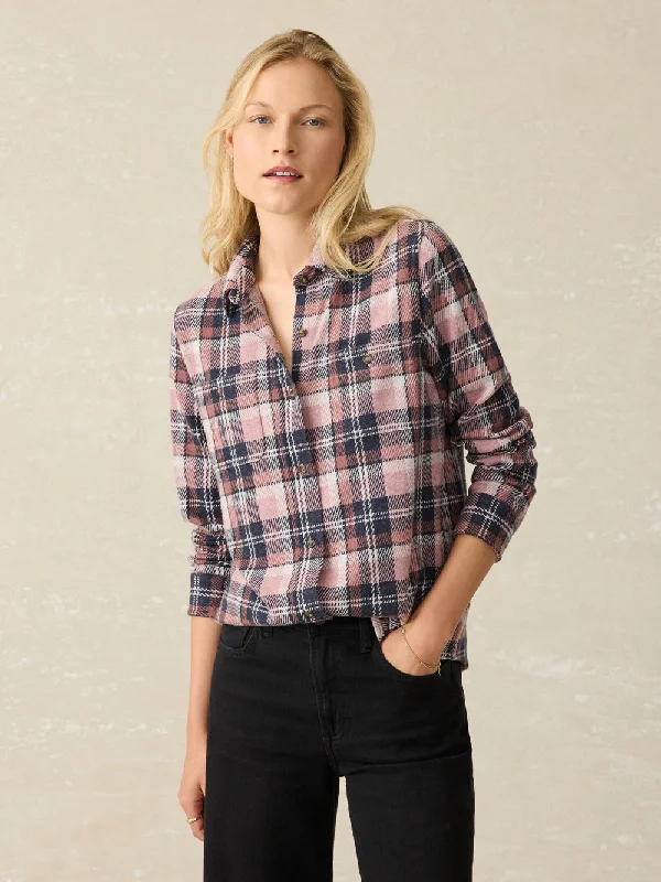 Faherty Legend Sweater Shirt in Mulberry Blues Collared Crew Neck Turtle Neck