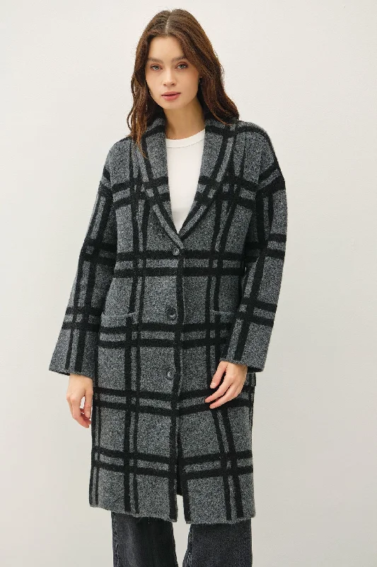 NYLAND Ollie Oversized Plaid Sweater Coat Oversized Loose Flowy
