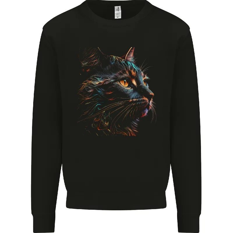 A Fantasy Cat With Cool Colours 2 Mens Sweatshirt Jumper Hoodie with Earth Tones Natural Calm A Fantasy Cat With Cool Colours 2 Mens Sweatshirt Jumper Hoodie with Earth Tones Natural Calm