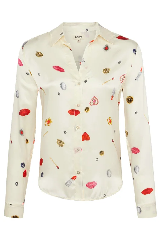 Tyler Blouse - Champagne Hearts Embroidered Floral Blouse