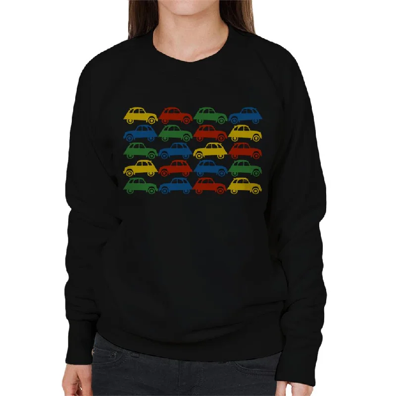Citroën 2CV Vintage Multi Colour Pattern Women's Sweatshirt Hoodie with Mock Neck Collared Structured Citroën 2CV Vintage Multi Colour Pattern Women's Sweatshirt Hoodie with Mock Neck Collared Structured