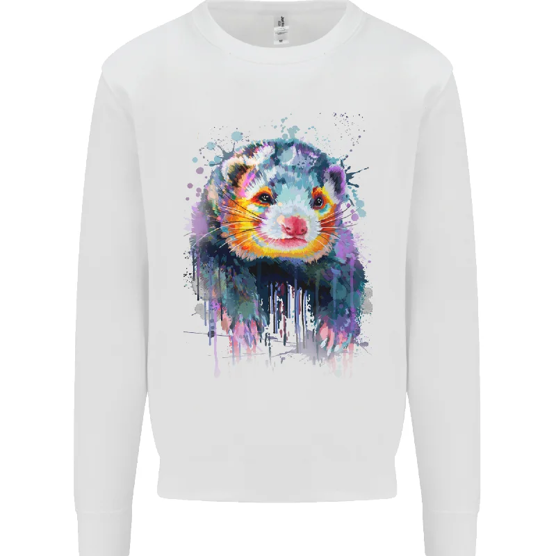 A Ferret Watercolour Mens Sweatshirt Jumper Hoodie Sweatshirt Pullover