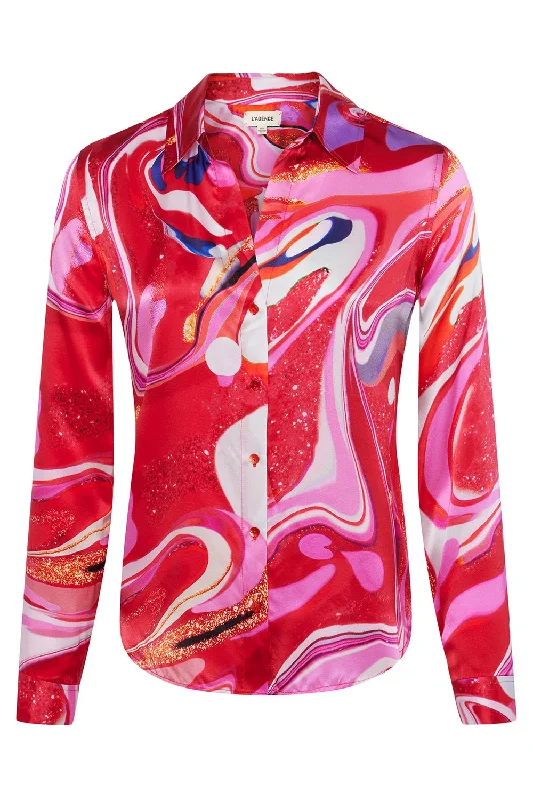 Tyler Blouse - Pink Tie Dye Slim Fit Blouse