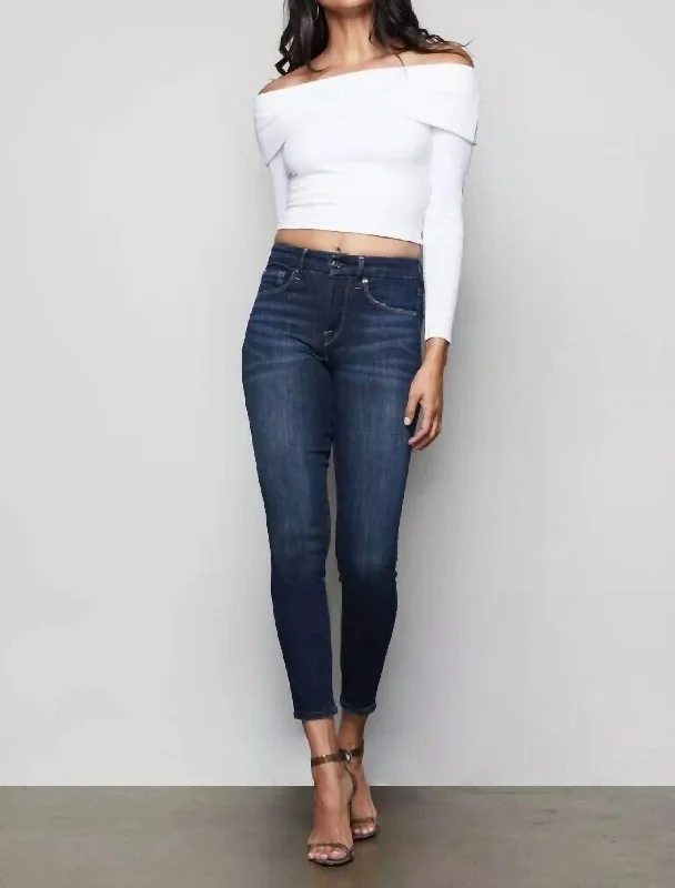 Good Legs Crop Stretch Denim High Rise Jeans In Blue Casual Bootcut Ripped Jeans