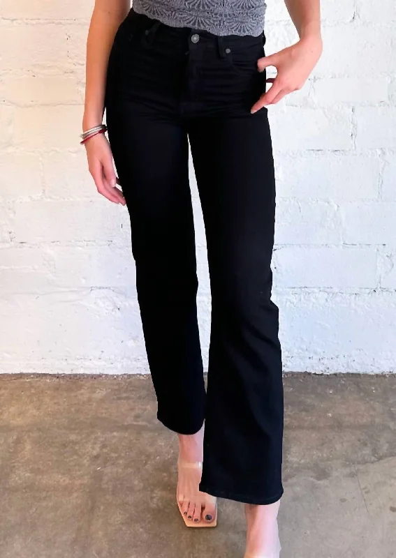 Tracey High Rise Straight Jean In Black Cozy Relaxed Fit Jeans
