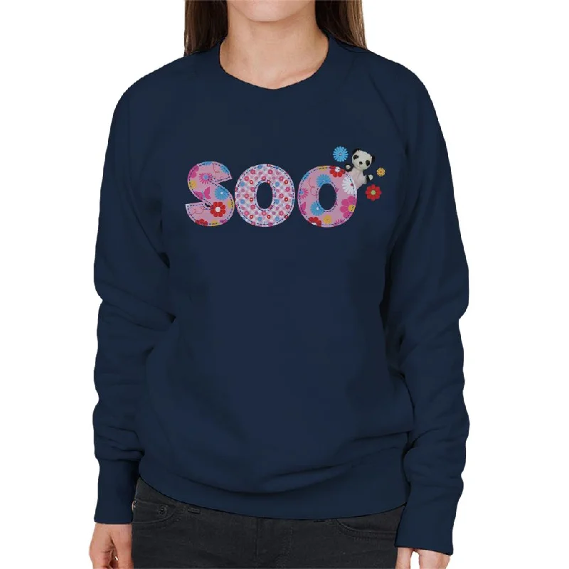 Sooty Soo Floral Pattern Text Women's Sweatshirt Hoodie with Snap Buttons Easy Quick