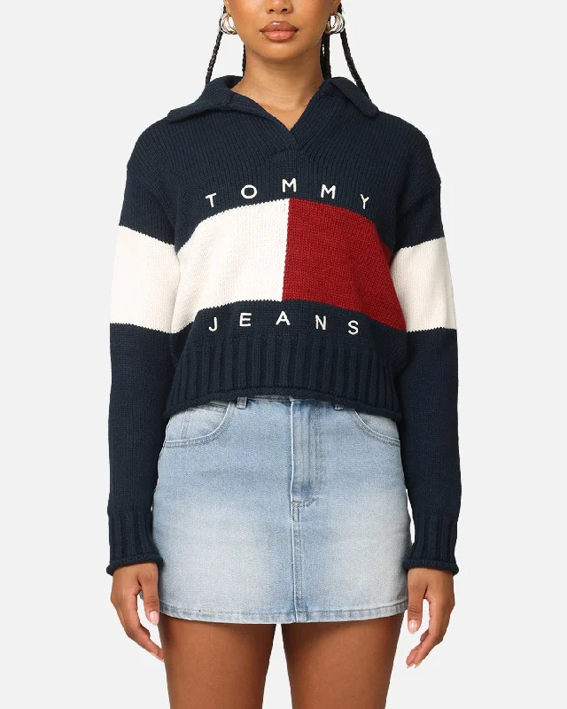 Tommy Jeans Women's TJW Flag Ruby Sweater Dark Night Navy Stylish Fashionable Trendy Tommy Jeans Women's TJW Flag Ruby Sweater Dark Night Navy Stylish Fashionable Trendy