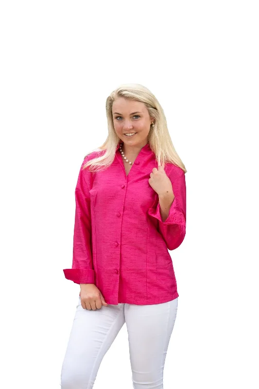 The Diana Stand Up Collar Silk Blouse Versatile Layering Blouse