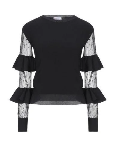 Redvalentino Women Jumper Black M INT Solid Print Embellished