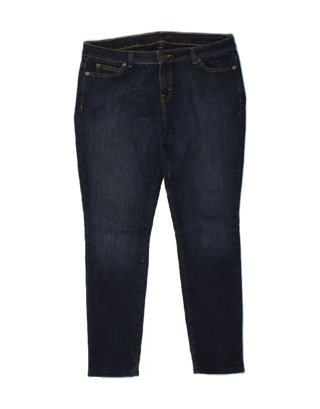 MICHAEL KORS Womens Skinny Jeans US 10 Large W34 L30 Navy Blue Cotton Trendy Paperbag Waist Jeans