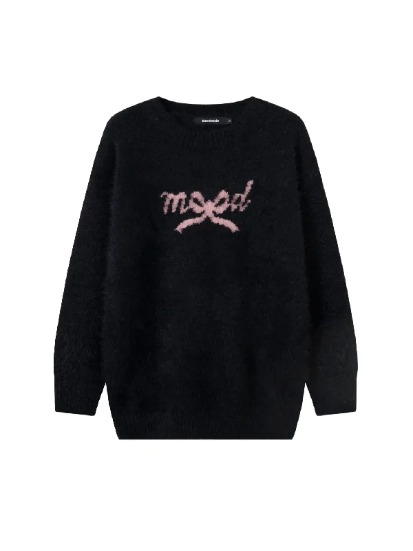 'Mood' Coquette Ribbon Mohair Knitted Sweater Silk Blend Satin Velvet
