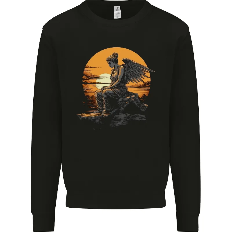 A Fallen Angel Sunset Fantasy Mens Sweatshirt Jumper Hoodie with Typography Text Message A Fallen Angel Sunset Fantasy Mens Sweatshirt Jumper Hoodie with Typography Text Message