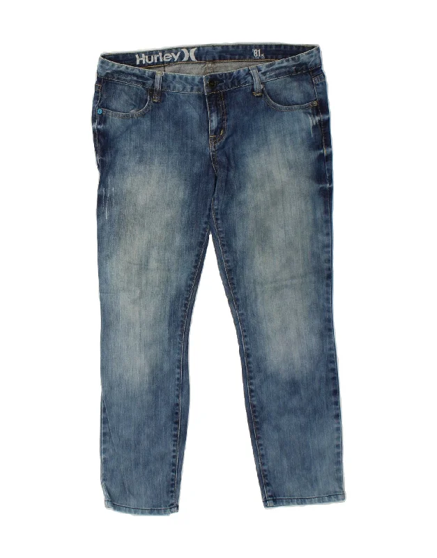 HURLEY Womens Crop Skinny Jeans W29 L26 Blue Cotton Casual Distressed Skinny Jeans