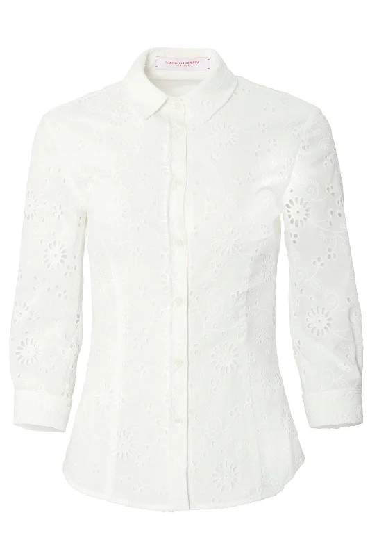 Eyelet Blouse Gathered Detail Blouse