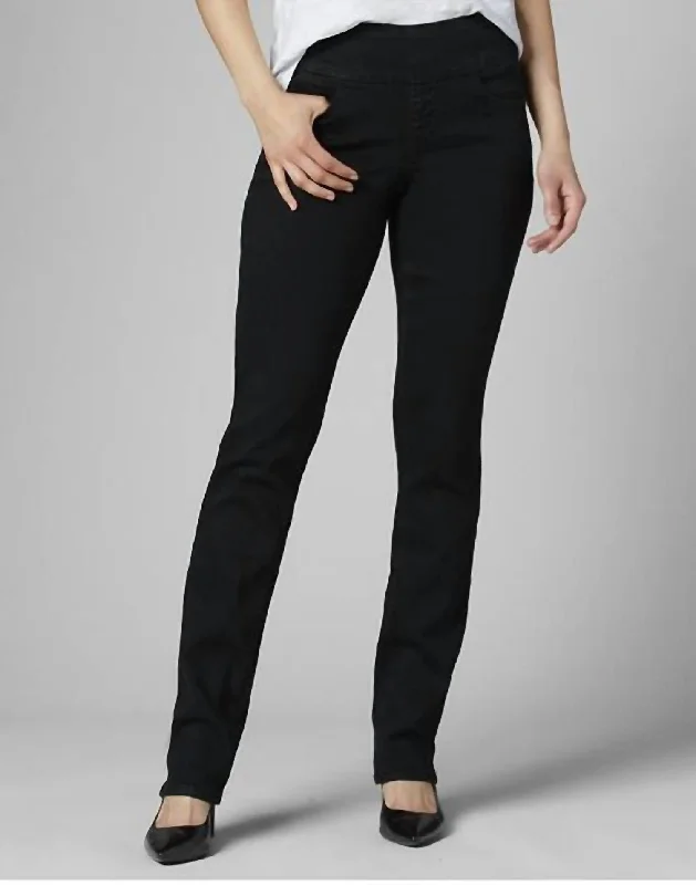 Peri Straight Leg High Rise Jeans In Black Trendy Low-Rise Slim Jeans