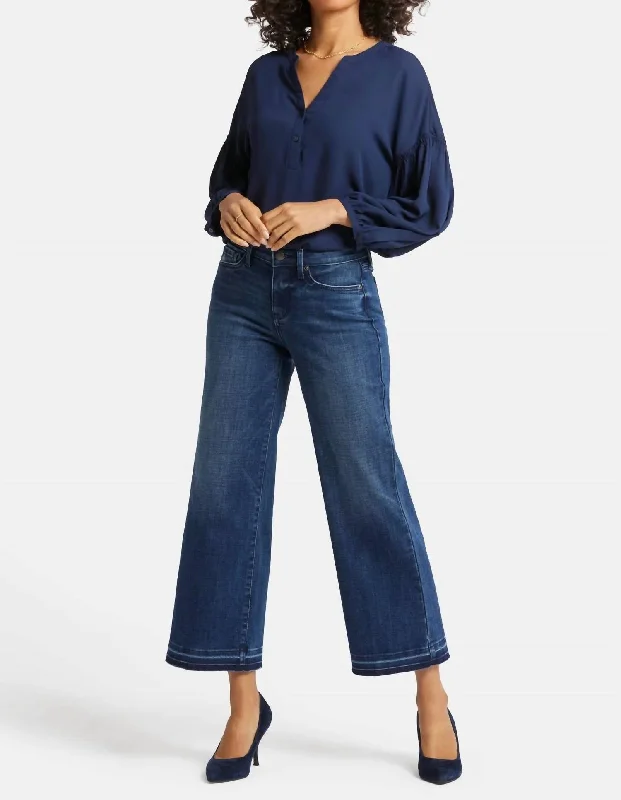 Teresa Wide Leg Ankle Jeans In Moonlight Fashionable White Denim Jeans