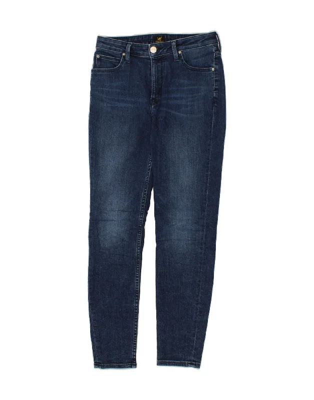 LEE Womens Scarlett High Skinny Jeans W29 L31 Navy Blue Cotton Comfortable Boyfriend Jeans