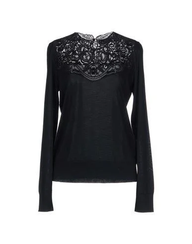 Dolce & Gabbana Women Jumper Black 12 UK Chenille Brocade Lace