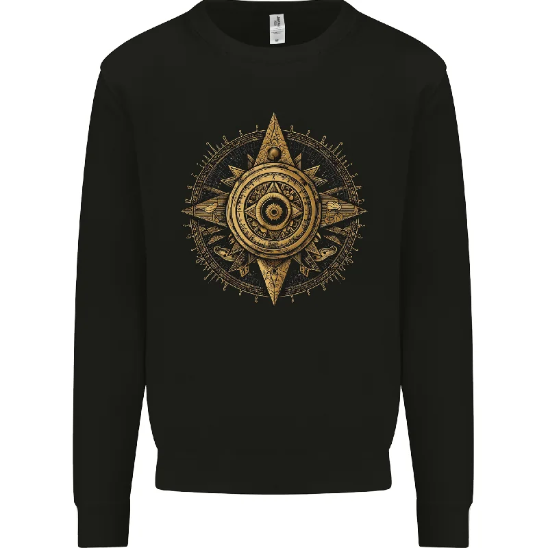 A Fantasy Gold Compass Mens Sweatshirt Jumper Hoodie with Lace Feminine Delicate