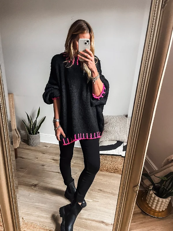 Stitch Edge Funnel Neck Knit Jumper Faux Fur Fabric Real Fur Fabric Shearling Fabric