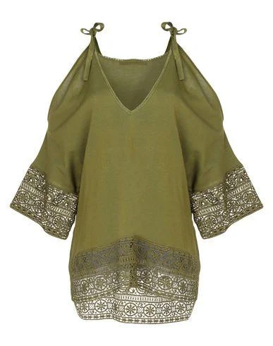 Alberta Ferretti Women Jumper Military green 14 UK Spandex Blend Rayon Blend Denim Blend