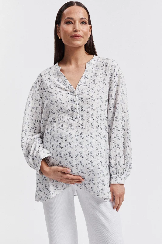 Garden Print Blouse (Small Garden Print) - FINAL SALE Satin Drape Blouse