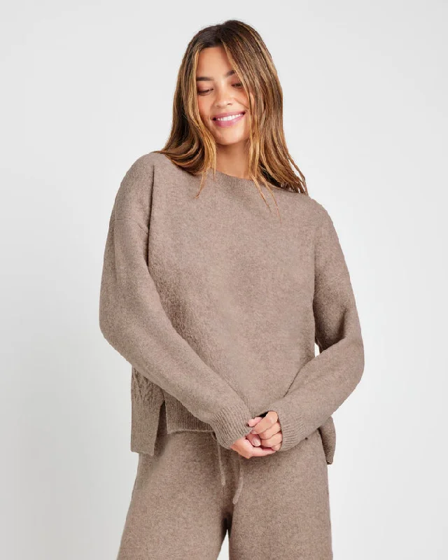 Splendid Stassi Cable Crew Sweater Wool Fabric Cashmere Fabric Tweed Fabric