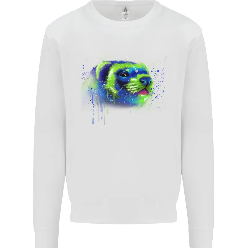 A Ferret Watercolour Mens Sweatshirt Jumper Hoodie with Logo Branding Identity