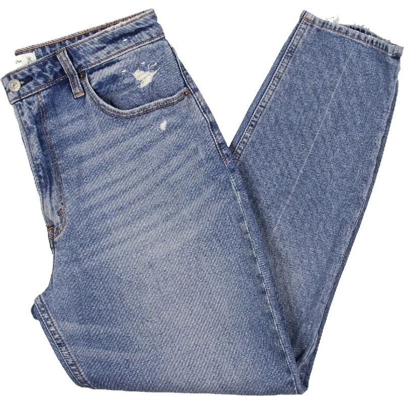 The Skinny Womens High-Rise Distressed Skinny Jeans Stylish Stone-Wash Denim Jeans