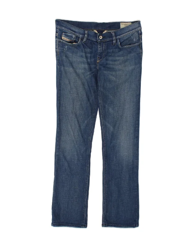 DIESEL Womens Liv Slim Jeans W30 L30  Navy Blue Cotton Fashionable Raw Hemmed Jeans