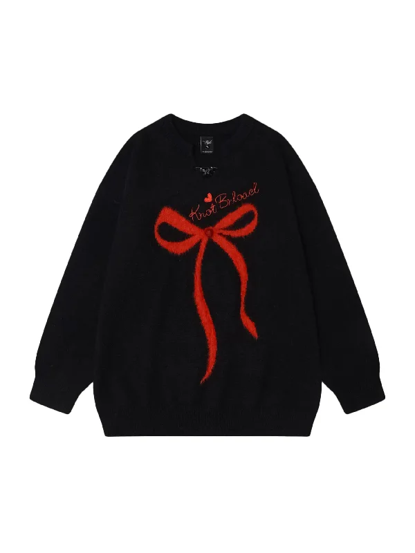 'Gifted' Red Ribbon Holiday Christmas Oversized Mohair Sweater Iron Safe Non-Iron Wrinkle Free 'Gifted' Red Ribbon Holiday Christmas Oversized Mohair Sweater Iron Safe Non-Iron Wrinkle Free