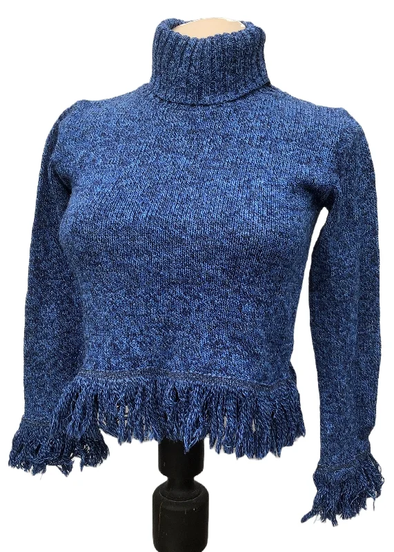 Vintage 90s Blue Cropped Roll Neck Fringed Sweater Wool Sweater Cotton Sweater Cashmere Sweater Vintage 90s Blue Cropped Roll Neck Fringed Sweater Wool Sweater Cotton Sweater Cashmere Sweater