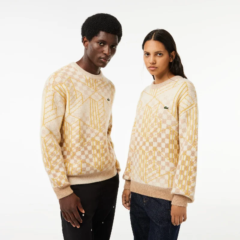 Unisex Monogram Alpaca Sweater Brown / White / Yellow Modern Contemporary Chic