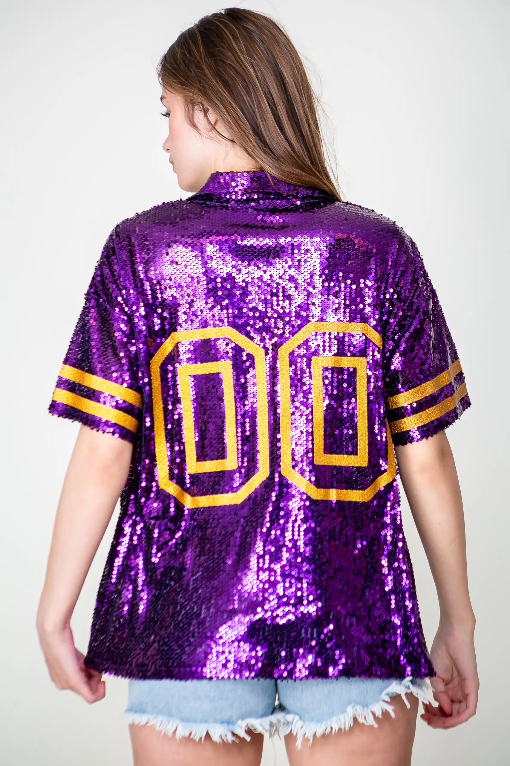 Women's Blouse Gameday Sequin Purple Modern Work Blouse