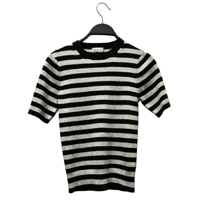 DRIES VAN NOTEN/SS Blouse/Stripe/BLK/ Feminine Ruffle Blouse