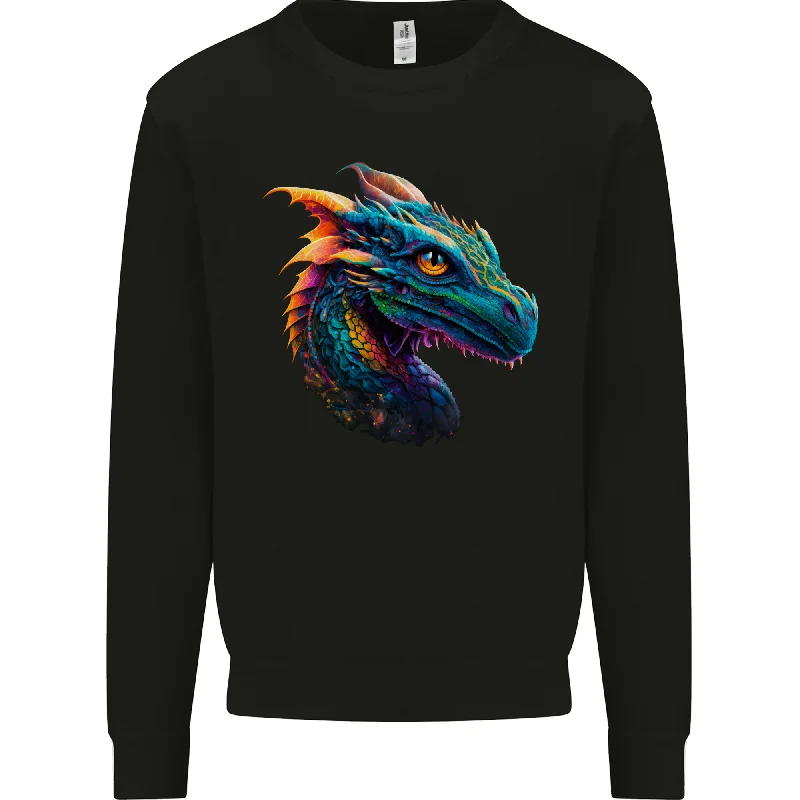 A Fantasy Colourful Dragon Mens Sweatshirt Jumper Hoodie with Belted Waist Structured Tailored A Fantasy Colourful Dragon Mens Sweatshirt Jumper Hoodie with Belted Waist Structured Tailored