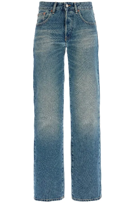 Mm6 Maison Margiela Women's Low-Waisted Fla Jeans Trendy Flared Leg Jeans