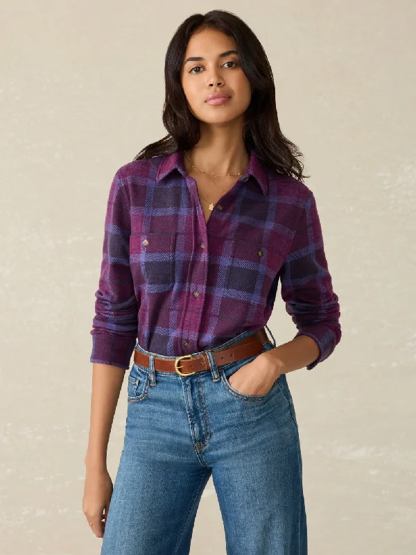 Faherty Legend Sweater Shirt in Snowberry Plaid Fitted Slim Tailored