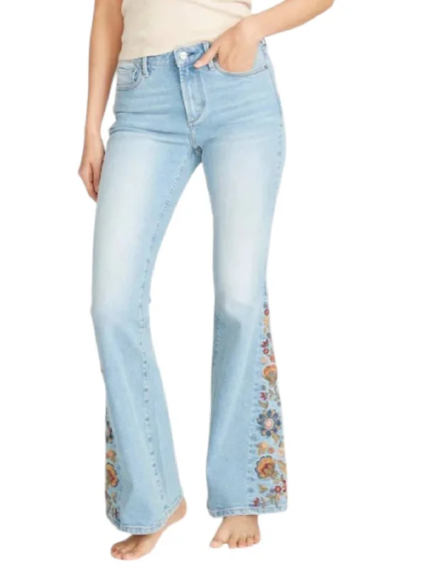 Farrah Flare Zen Garden Jeans In Washed Blue Casual Light Wash Jeans
