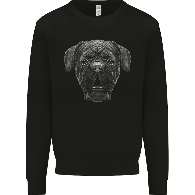 A French Mastiff Dog Dogue Bordeaux Mens Sweatshirt Jumper Hoodie with Hem Frayed Vintage Worn A French Mastiff Dog Dogue Bordeaux Mens Sweatshirt Jumper Hoodie with Hem Frayed Vintage Worn