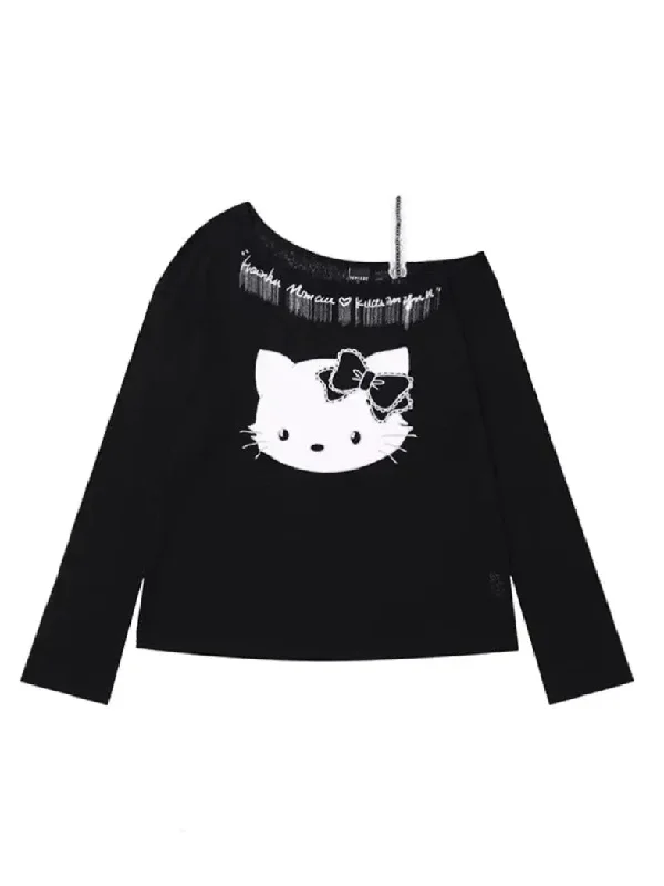 ‘Baddie Cat' Kitty Face Oversized Smock Sweater Satin Blend Silk Blend Wool Blend