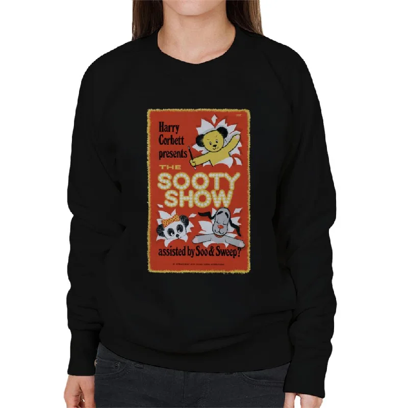 Sooty Show Retro Poster Women's Sweatshirt Hoodie with Ribbed Neckline Snug Warm