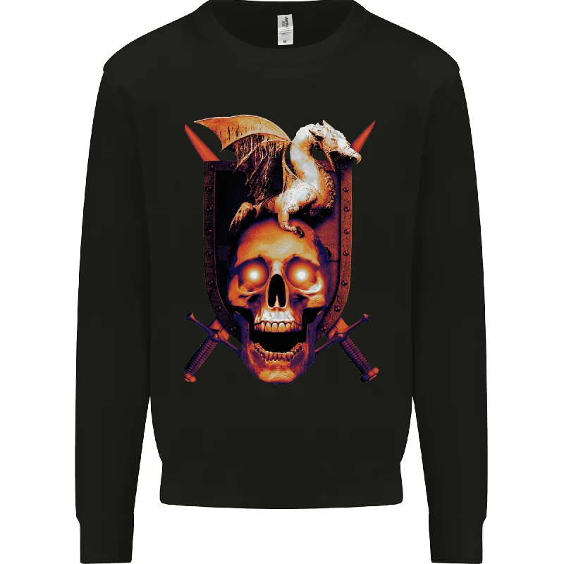 A Dragon on a Skull Swords Fantasy Demon Mens Sweatshirt Jumper Hoodie with Oversized Fit Loose Comfortable A Dragon on a Skull Swords Fantasy Demon Mens Sweatshirt Jumper Hoodie with Oversized Fit Loose Comfortable