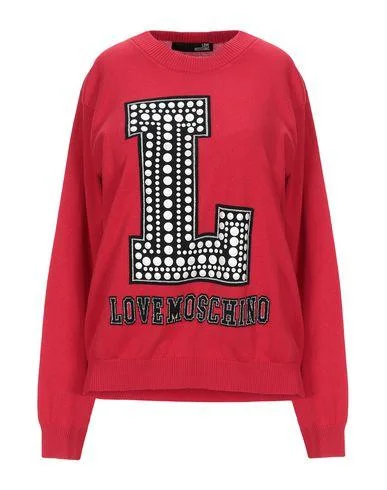 Love Moschino Women Jumper Red 10 UK Toggled Drawstring Belted
