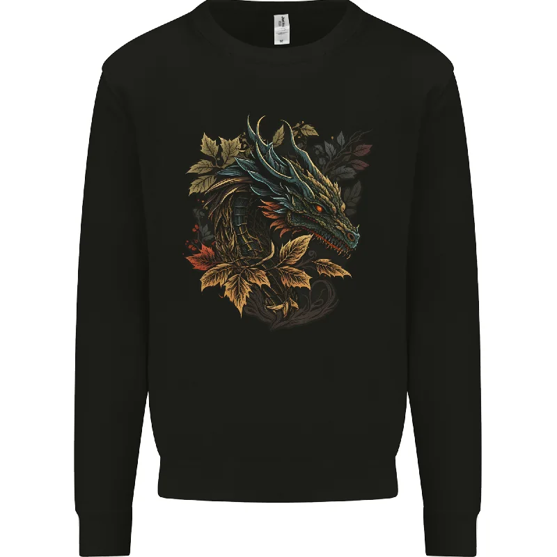 A Dragon in Nature Fantasy Mens Sweatshirt Jumper Hoodie with Monochrome Minimalist Simple A Dragon in Nature Fantasy Mens Sweatshirt Jumper Hoodie with Monochrome Minimalist Simple